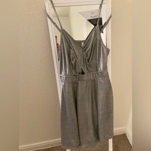 Xhilaration silver metallic spaghetti strap dress